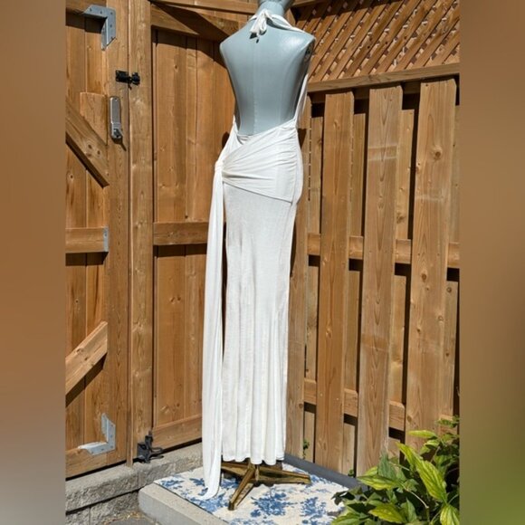 🆕 RAT & BOA 🧿 NWOT Winona White Slinky Cowl Neck Jersey Gown, Sz XS - Picture 7 of 16